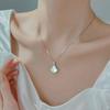 Elegant Sterling Silver Mother-of-Pearl Fan Necklace: High-End Clavicle Chain Gift for Women, Birthday, Friend, Girlfriend.