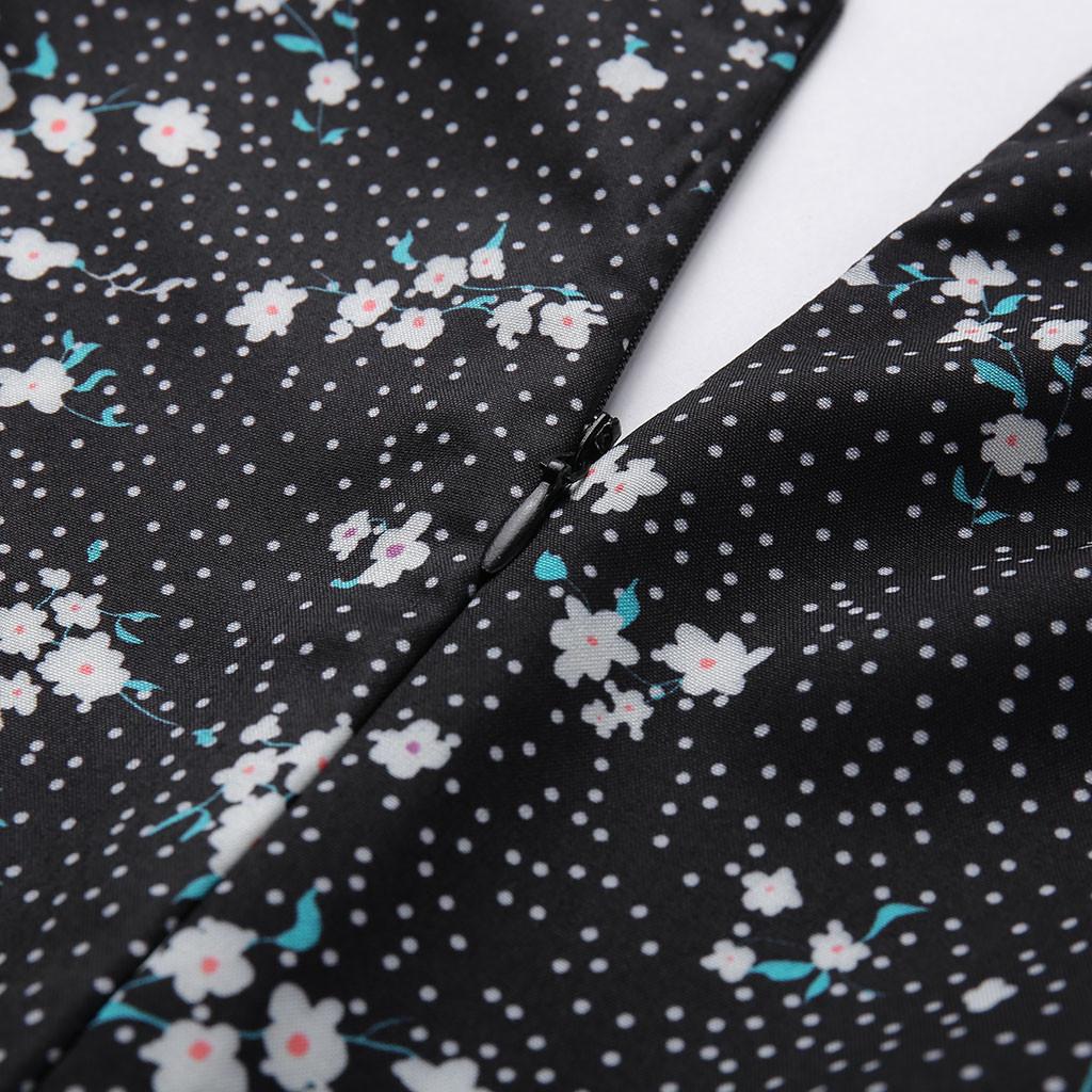 YYFS Women's Fashion Summer Spring Flower Pattern Print Short Sleeve V-Neck High Waist Casual Dresses