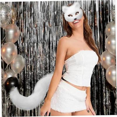 Plush Halloween Cosplay Set: Cat Mask, Fox Tail, Wolf Ears & Paw Gloves