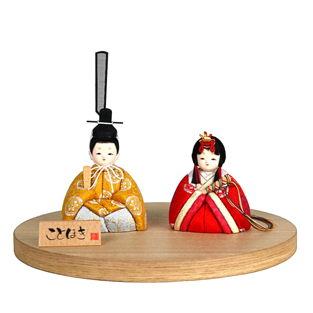 

Hina Wooden Kotohoki and Single Doll with Round Doll, Doll, Kotone, Tray, Natural, KTH-3202C2 бежевий