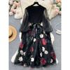 Accessible Luxury Socialite Style Mesh Cinched Fairy Dress Embroider