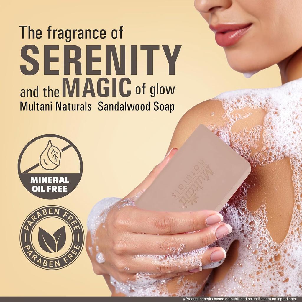 Multani Natural Sandalwood Ayurvedic Soap Bars Pack Of 5 Pcs Deep Cleansing Bath Soap For Hydrated Smooth Skin All Types