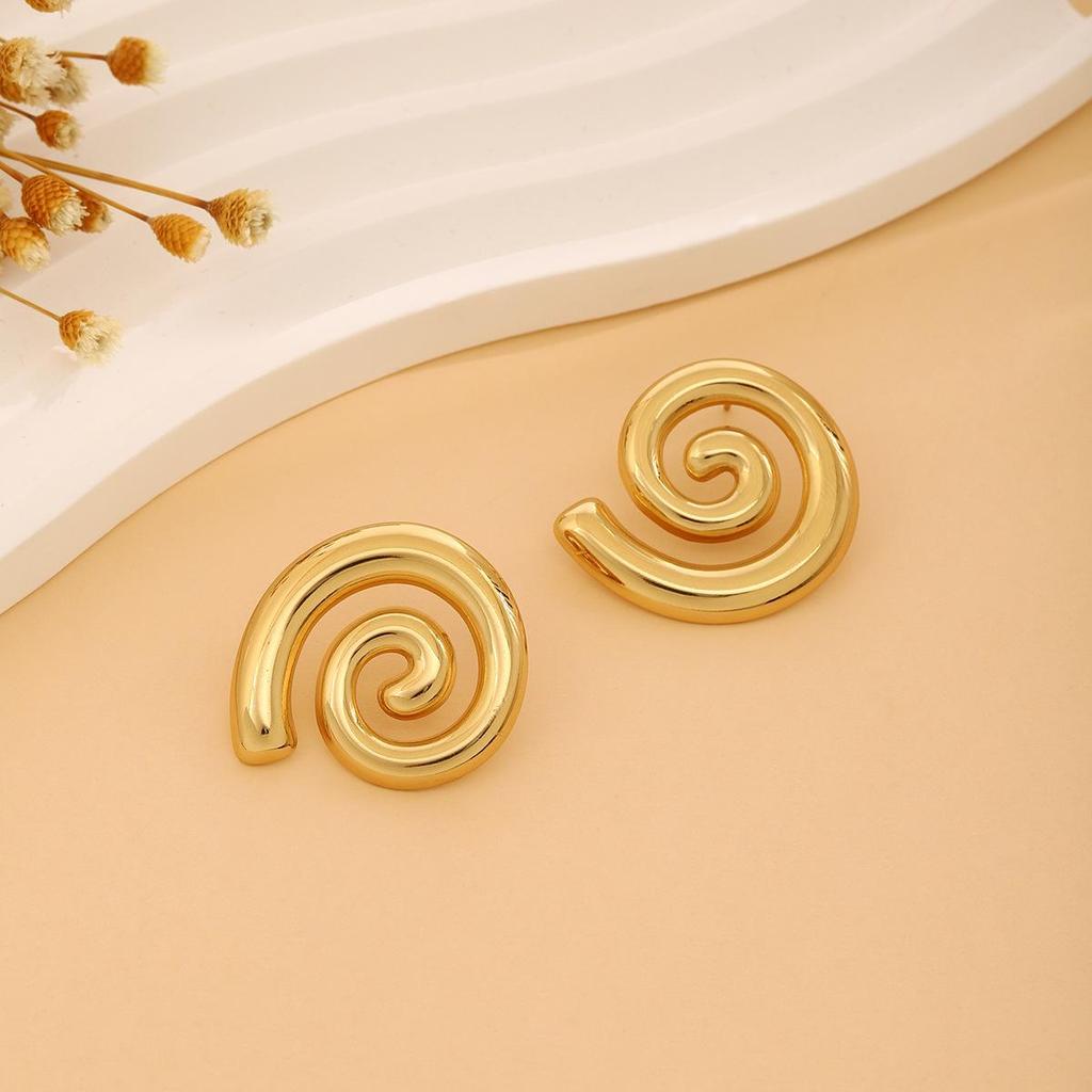 High-End Metal Heart Butterfly Flower Earrings with Exaggerated Pleated Texture