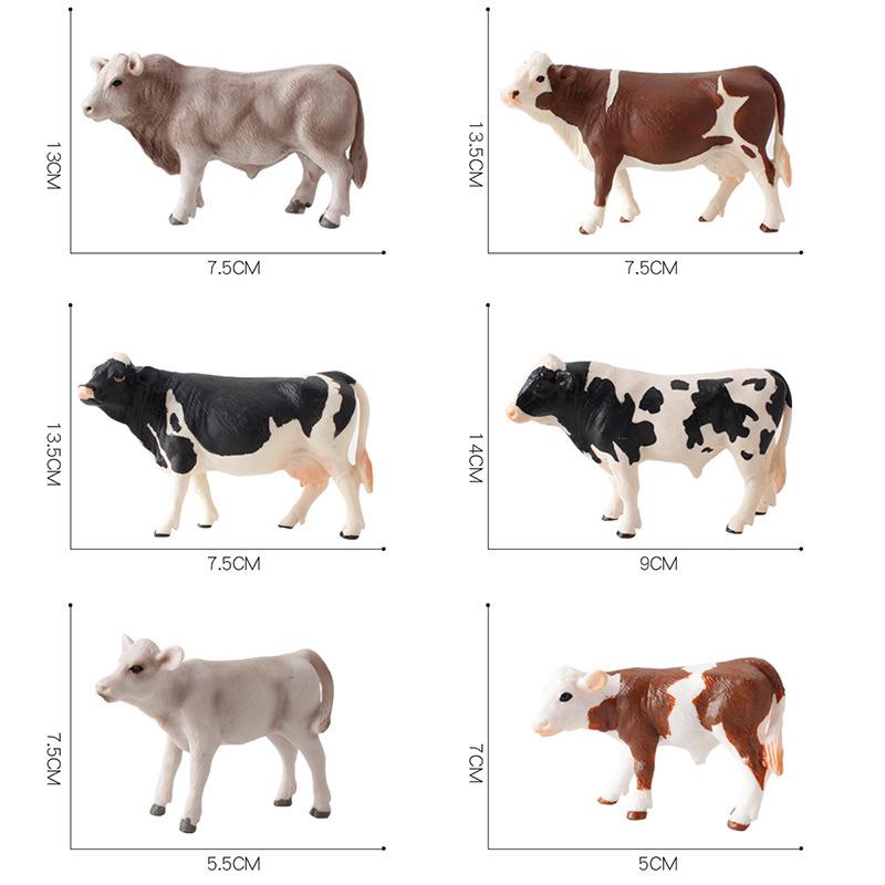 Animal Model Set: Cow, Buffalo, Ox, Rhinoceros, Bison, Bull - Educational Farm Toys for Kids