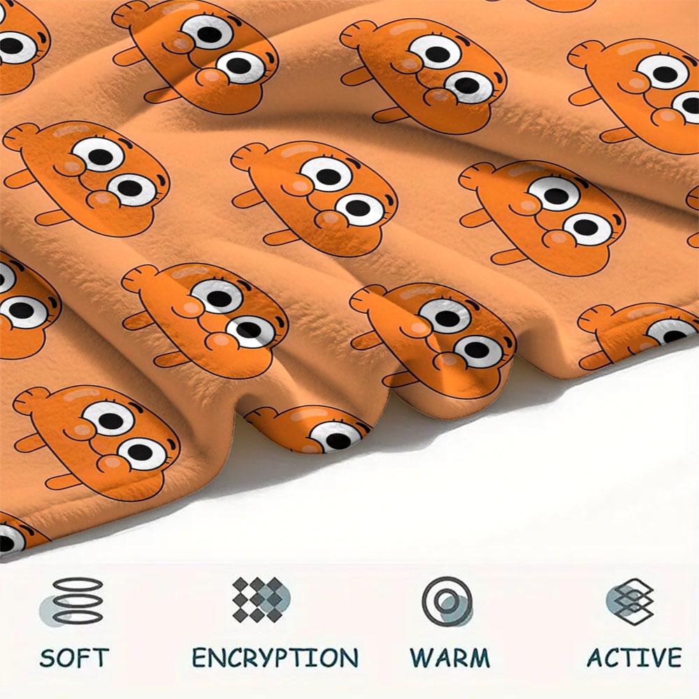 Darwin Watterson Printed Flannel Blanket, soft throw for bedroom sofa, washable, fan merchandise, great gift.