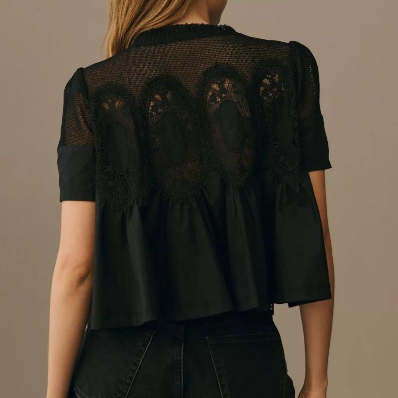 YYFS Moda damska Casual Lato Wiosna Jednolity kolor Drukuj Bluzki i koszule z krótkim rękawem i dekoltem w kształcie litery O