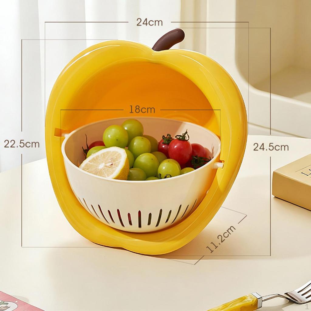 Kitchen Colander Strainer Set Drain Basin Basket Shaped Decor Double Layered Fruit Bowl Organizer
