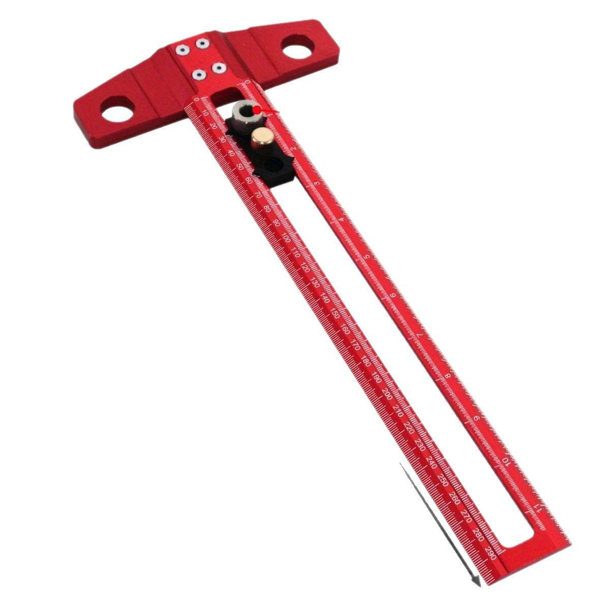 

1шт деревообрабатывающий 2-в-1 тип розетки алюминиевый угол Т-образный разметочный метр дюймовый многофункциональный подвижный знак квадратный метр