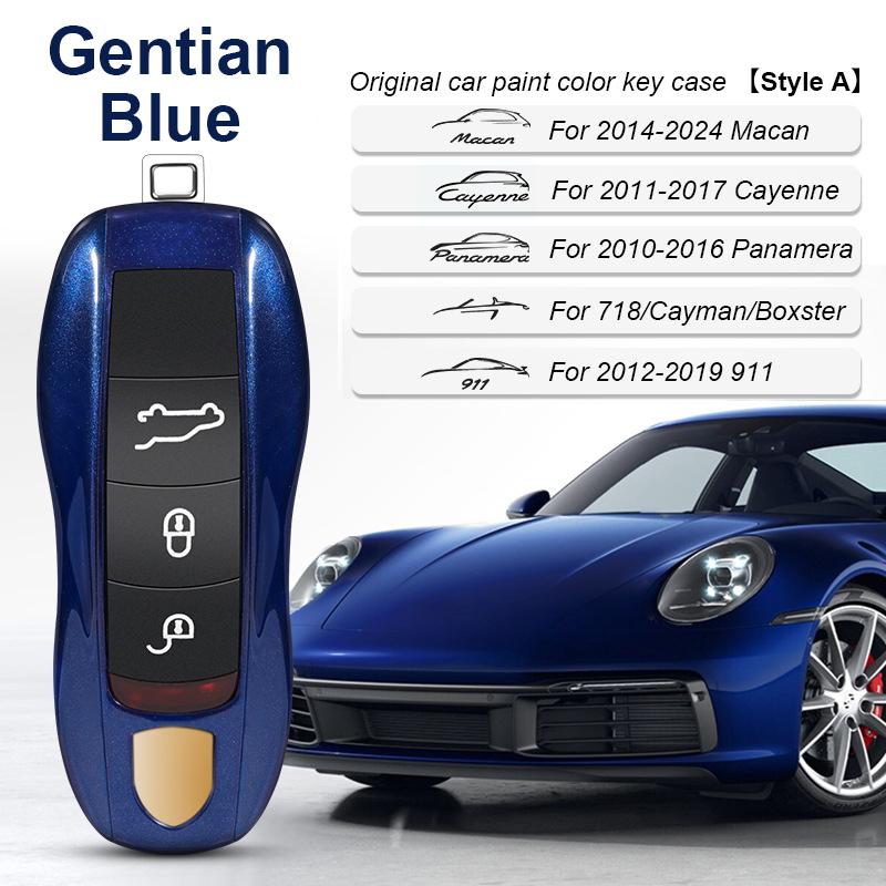 AABKR1 For Porsche Cayenne Mancan Panamera 911 718 Boxster Cayman Taycan 2010-2024 Car Key Paint Case Bordeaux Red Shell Replacement