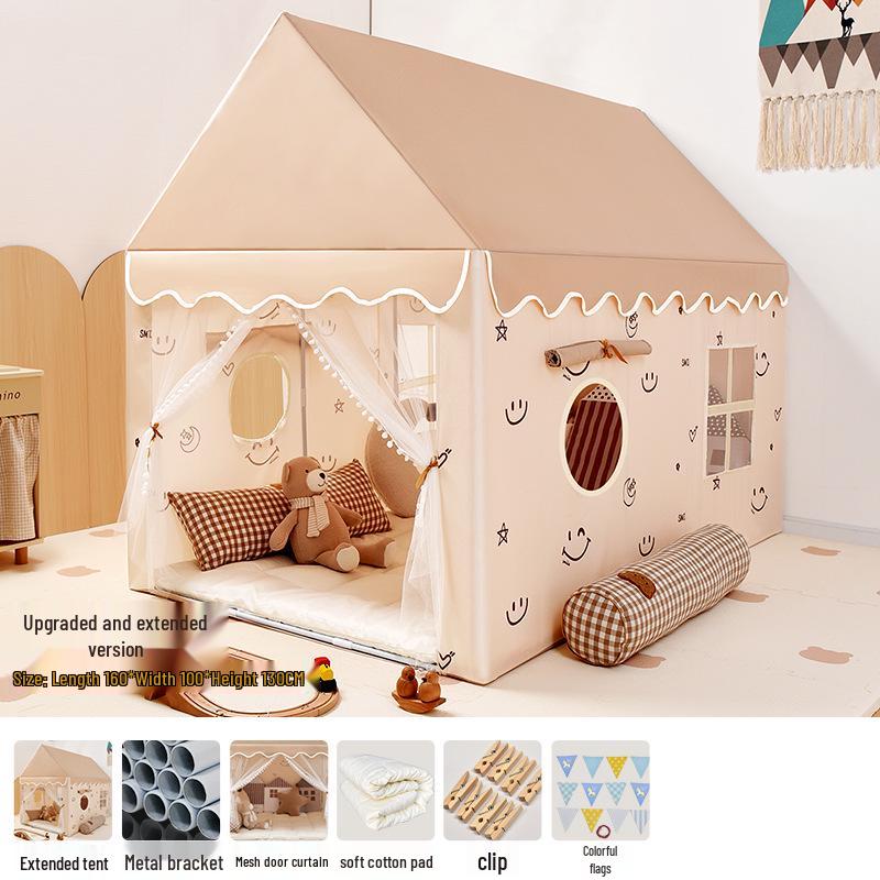Children's Extra Long Indoor Princess Castle Tent with Mosquito Net