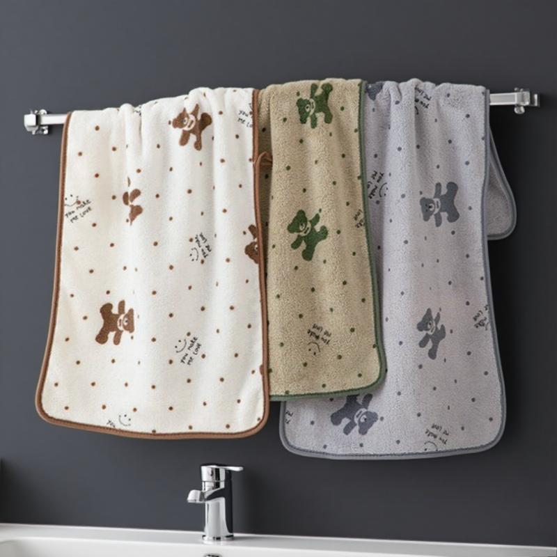 Cute Bear Face Towel for Is Quick-Drying, Lint-Free, Highly Absorbent, and Versatile, Making It An Essential Bathroom Item Suitable for Everyone