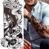 1 PC 210*114MM  Mermaid Temporary Tattoo For Women Men Realistic Fox Lion Flower Tattoos Sticker Back Arm Disposable Death Skull Fake Tatoo
