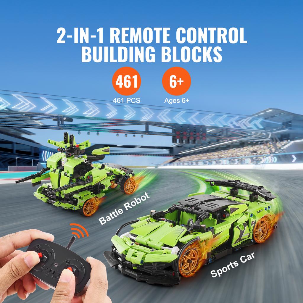 SucceBuy 2-in-1 RC Car/Robot 461pcs Blocks Remote Control STEM DIY Children Building Toys APP Controlled for Boys Birthday Gifts