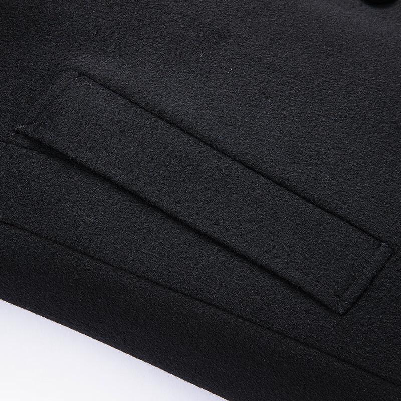 Fapai Men's Mid-Length Down Woolen Coat with 70% Merino Wool Collar & Detachable Liner