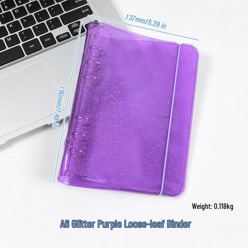 A5 Glitter PVC Journal Cover with Removable 6-Hole Student Binder Accessories A6 (PVC Cover + PP Shell, No Inner Pages)