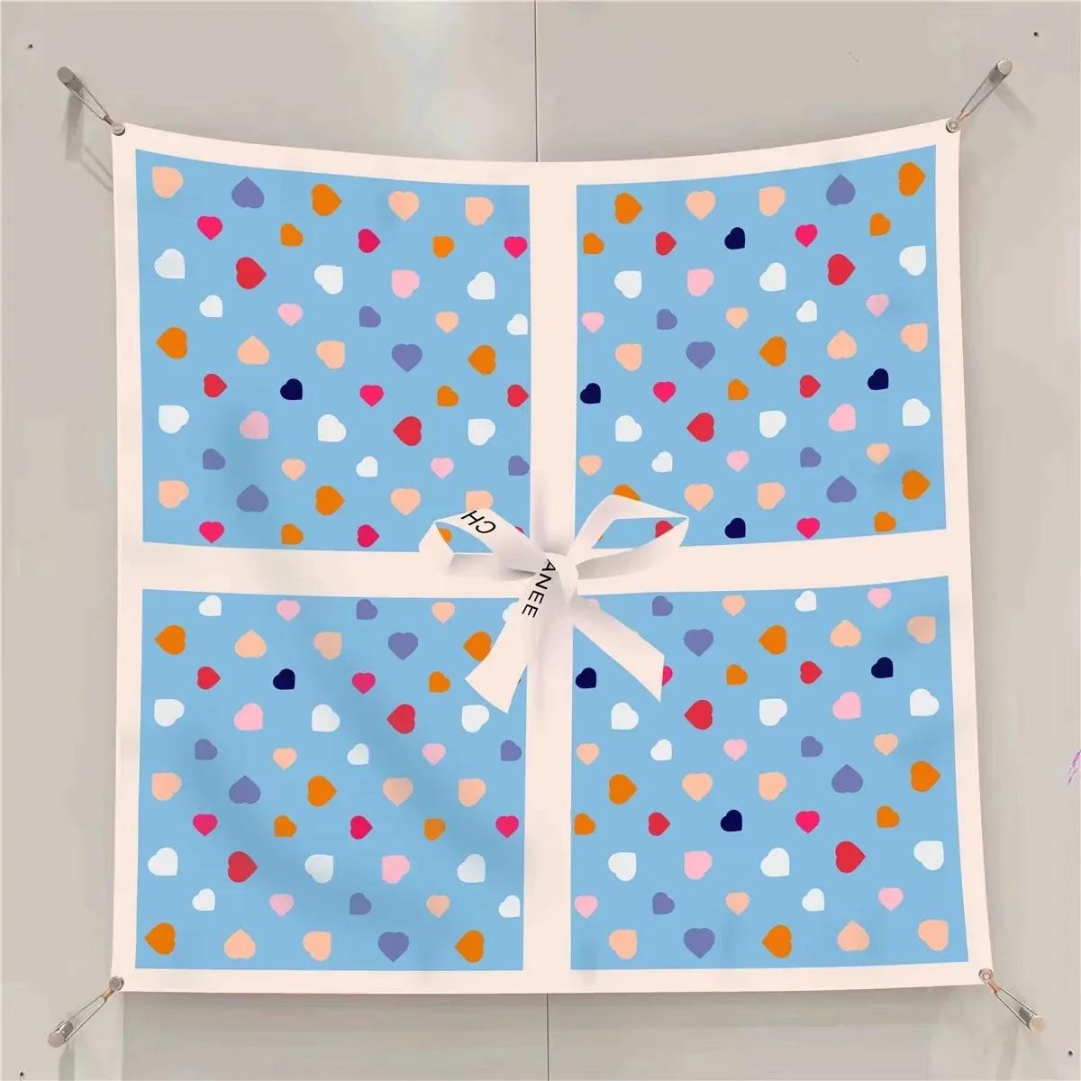 

Vreovor New 90Cm × 90Cm Large Square Scarf Handmade Desktop Printing Machine Right Angle Curled Edge Twill Silk Fashion Trends 90-90cm