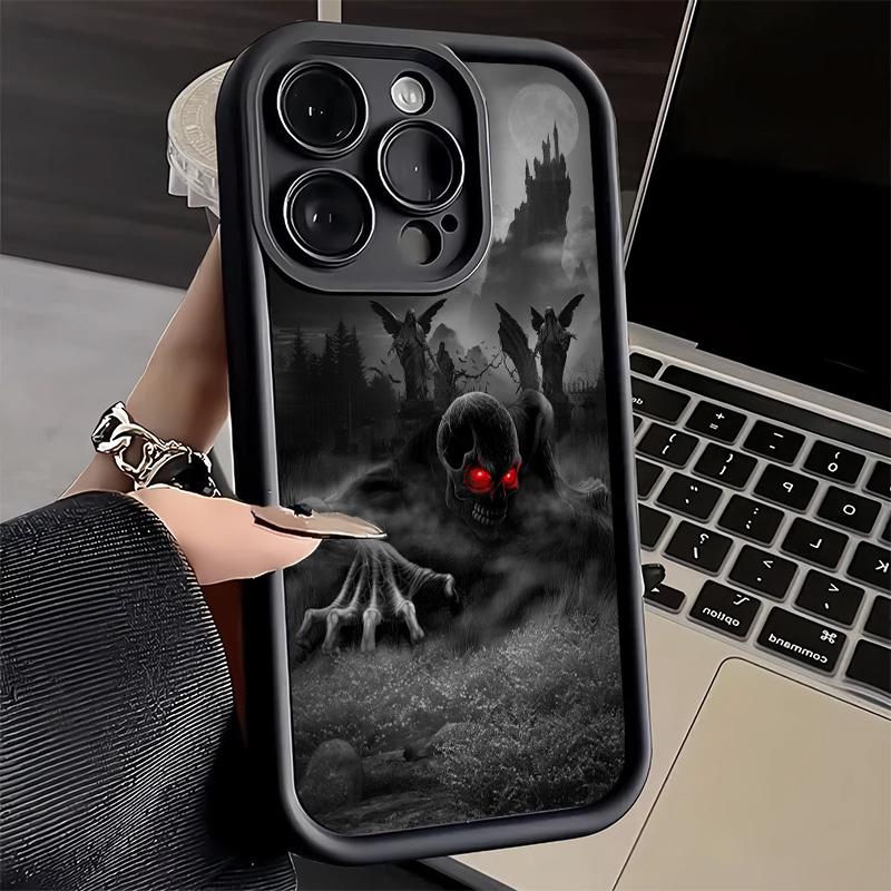Phone Case for iPhone 17 Air 16E 15 16 Pro Max Grim Reaper Skeleton Funny Style Cover 14 Plus 13 12 Mini Soft Shell Silicone Fun