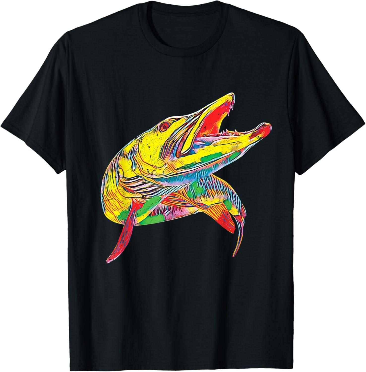 Muskie Hunter Musky Fisherman Art Fly Fishing Novelty Gifts T-Shirt S разноцветный