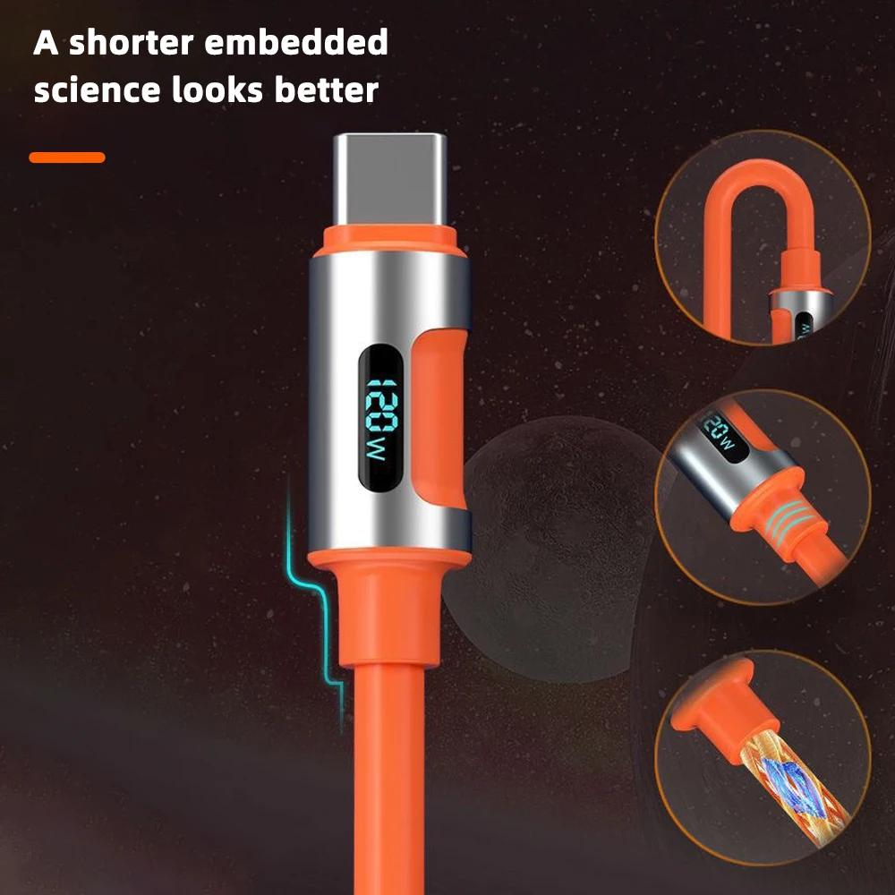 New 120W 6A Super Fast Charge PD Type-C Liquid Silicone Cable 1M 2M USB Cable USB A To C Charger Cable for iPhone Xiaomi Huawei