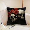 Edgy Skull Rose Cushion Cover Pillow Case Plush Fabric Soft Double Sided Print Sofa Cushion Cover Throw Pillow Covers