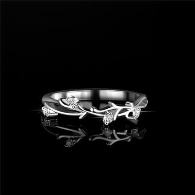 Pass Diamond Test Moissanite Ring Plated 18K White Gold 925 Sterling Silver Leaf Rings Fashion High Women Jewelry