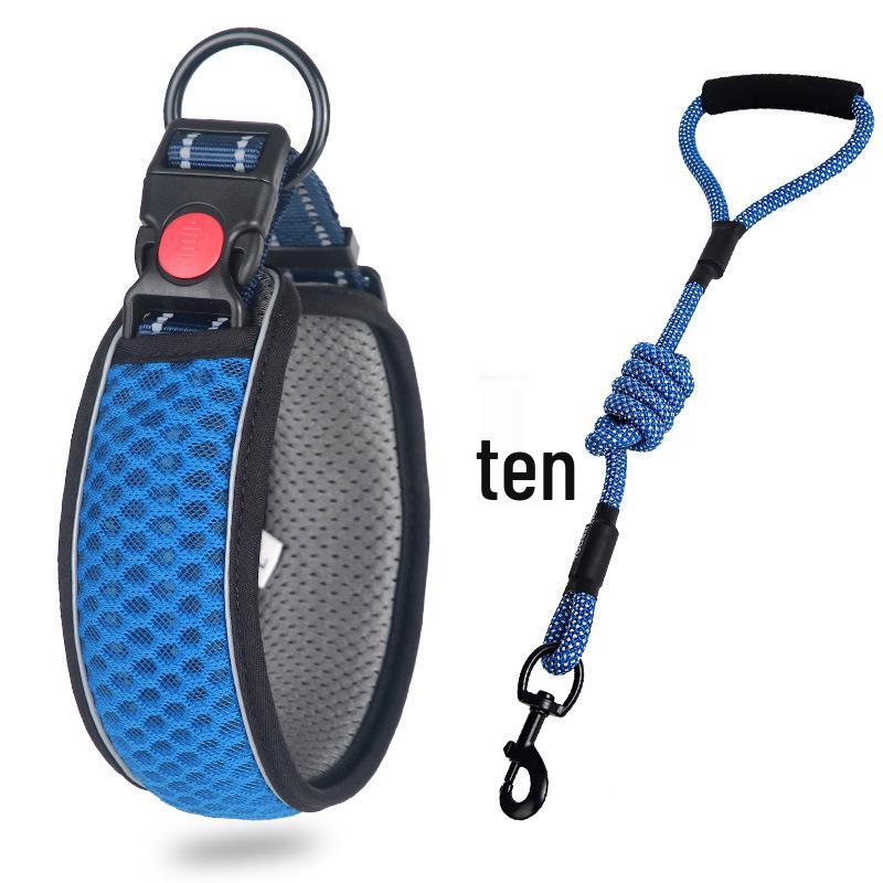 Regulowana, odblaskowa, oddychająca obroża spacerowa dla psa z siatki o strukturze plastra miodu