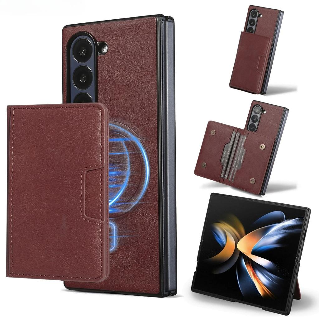 Business Style Leather Case For Samsung Galaxy Z Fold 7 6 5 4 3 2IN1 Magnetic Card Wallet Wireless Charge Anti-Drop Cover