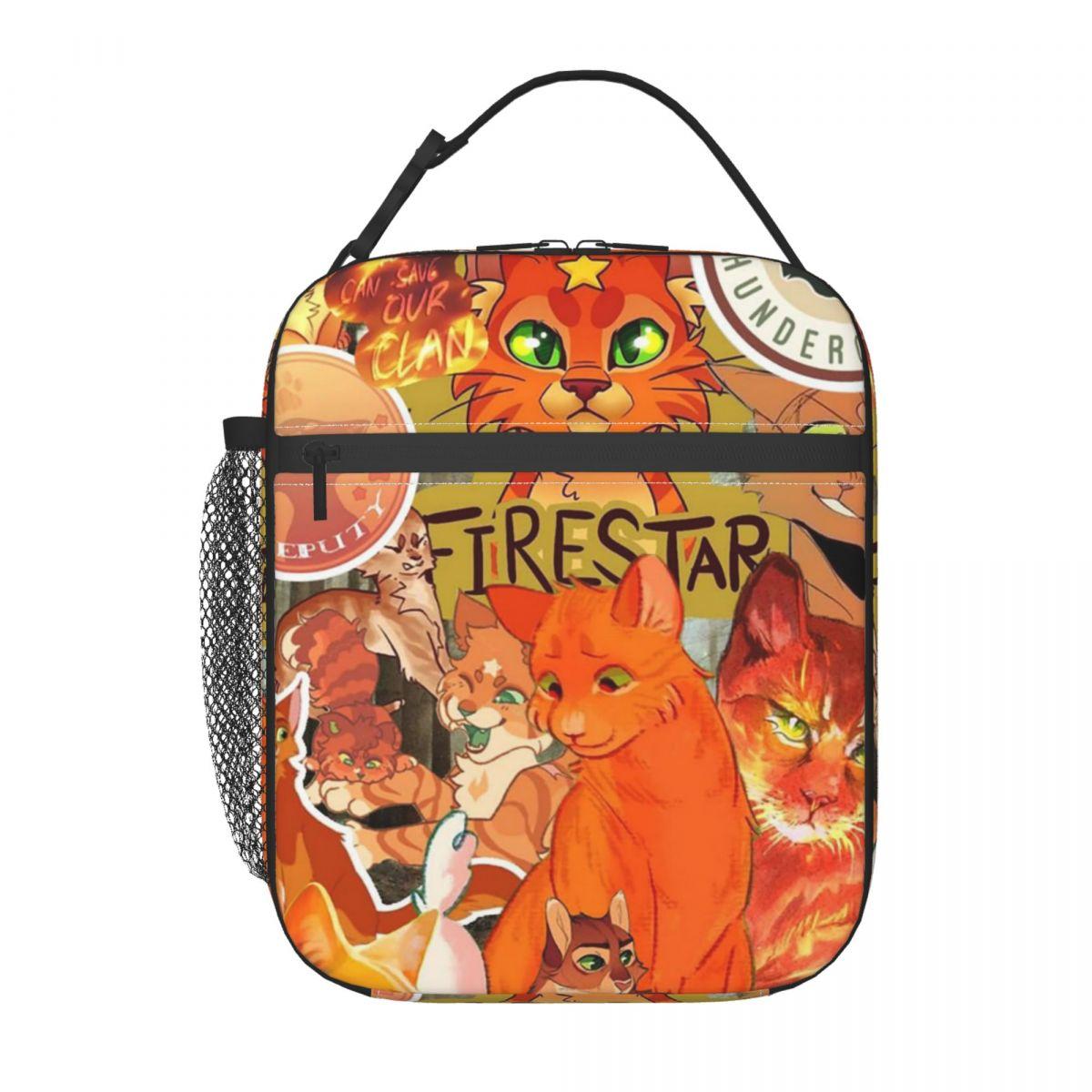 Warrior Cats Geïsoleerde Lunchtas voor Dames Kinderen Lekkend Bewaarbakjes Thermische Lunchbox Tote One Size