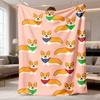 2026 New Arrival Flannel Blanket Contemporary Corgi Print Plush Throw Blanket Super Soft, Lightweight, Cozy, and Warm Perfect for Couch, Party, Bed, O
