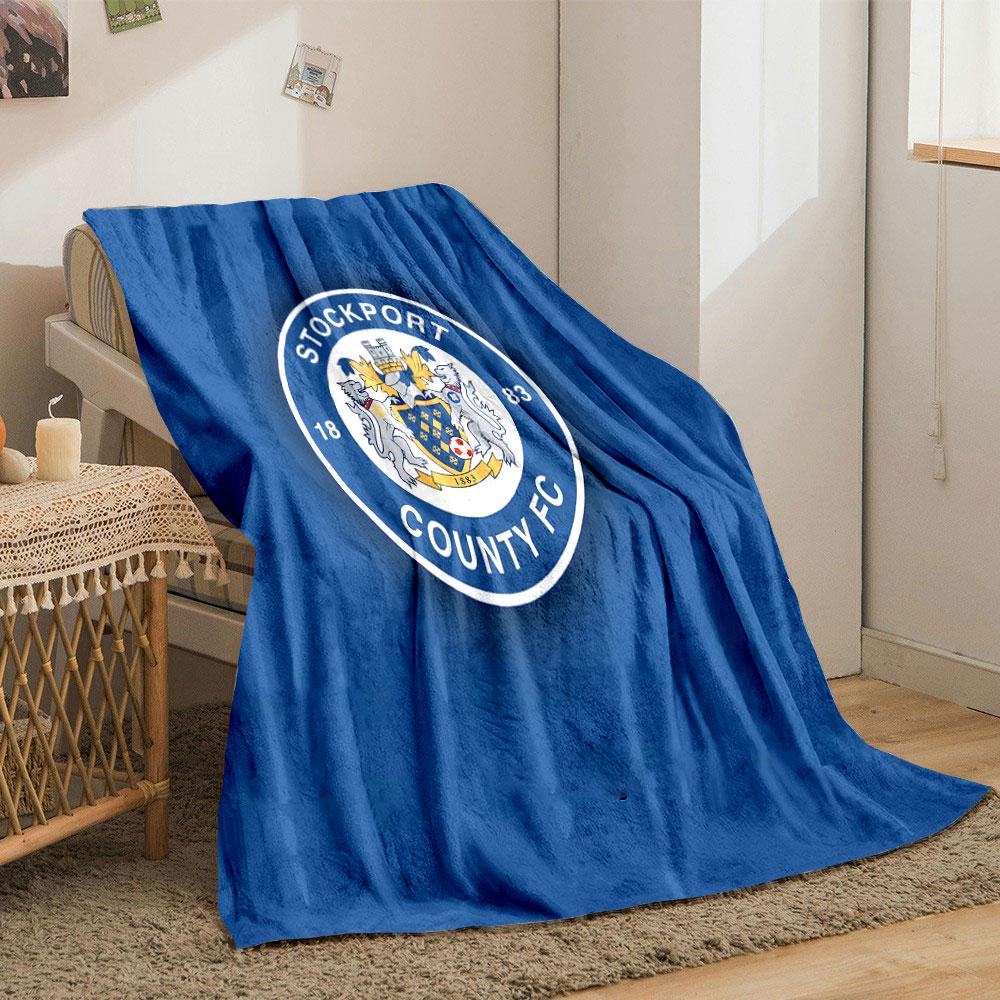 Stockport County FC Emblem print blanket soft and cozy perfect for the living room bed sofa or a nap,gift