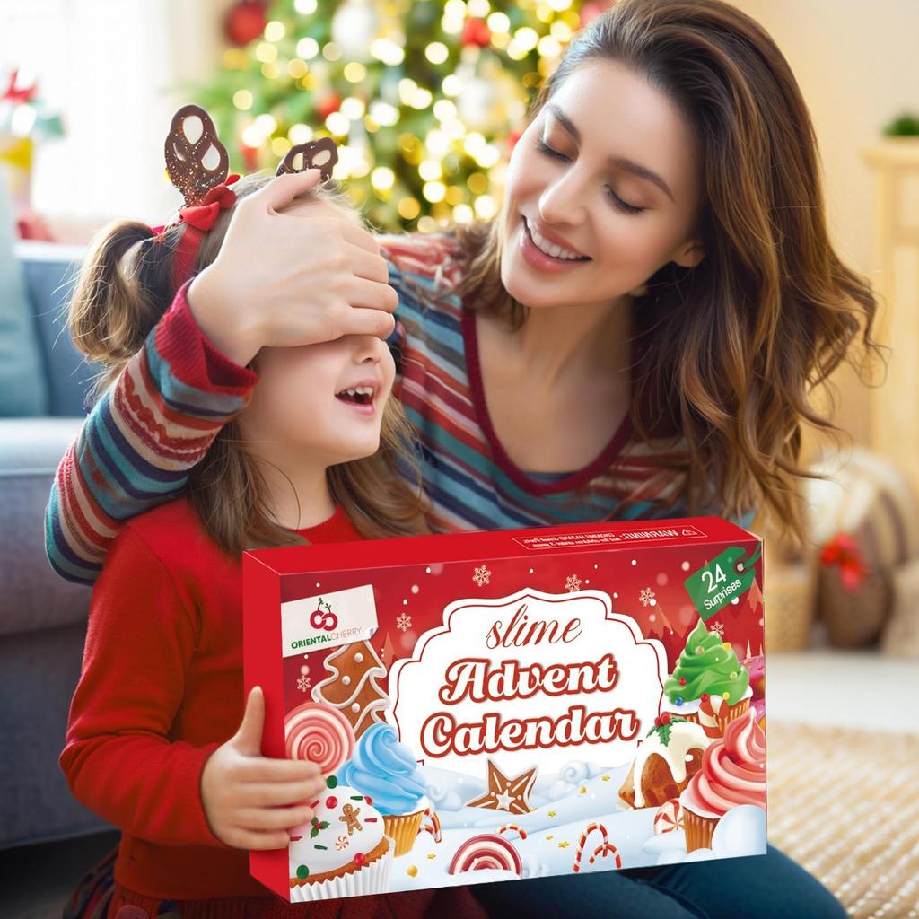 24-Day Slime Advent Calendars Multi-Purpose Christmas Playing Calendars Reusable Xmas Slime Ornaments for Home Decor