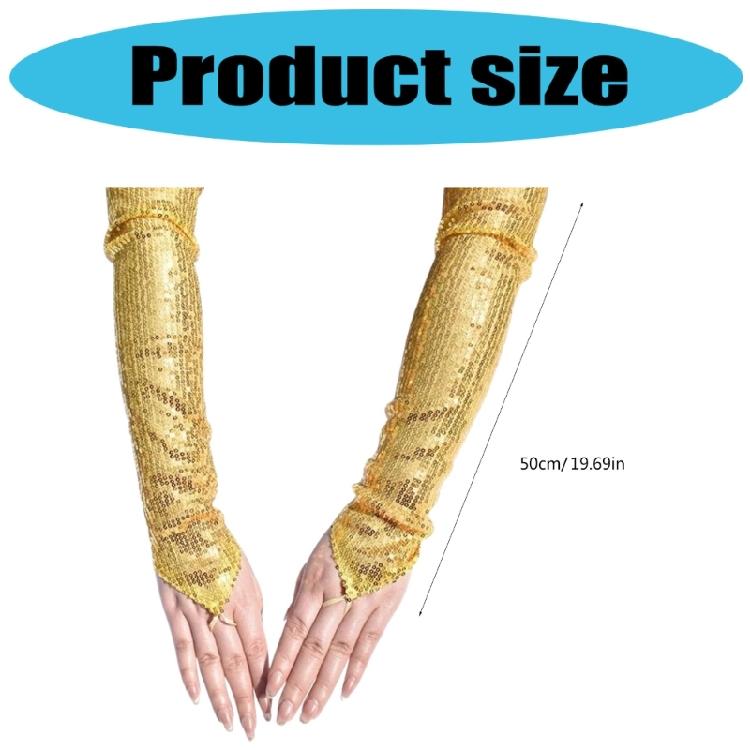 Glitters Fingerless Halloween Gloves Cosplay Party Wear Practical Polyester Fabric Role Play Stage Accessory