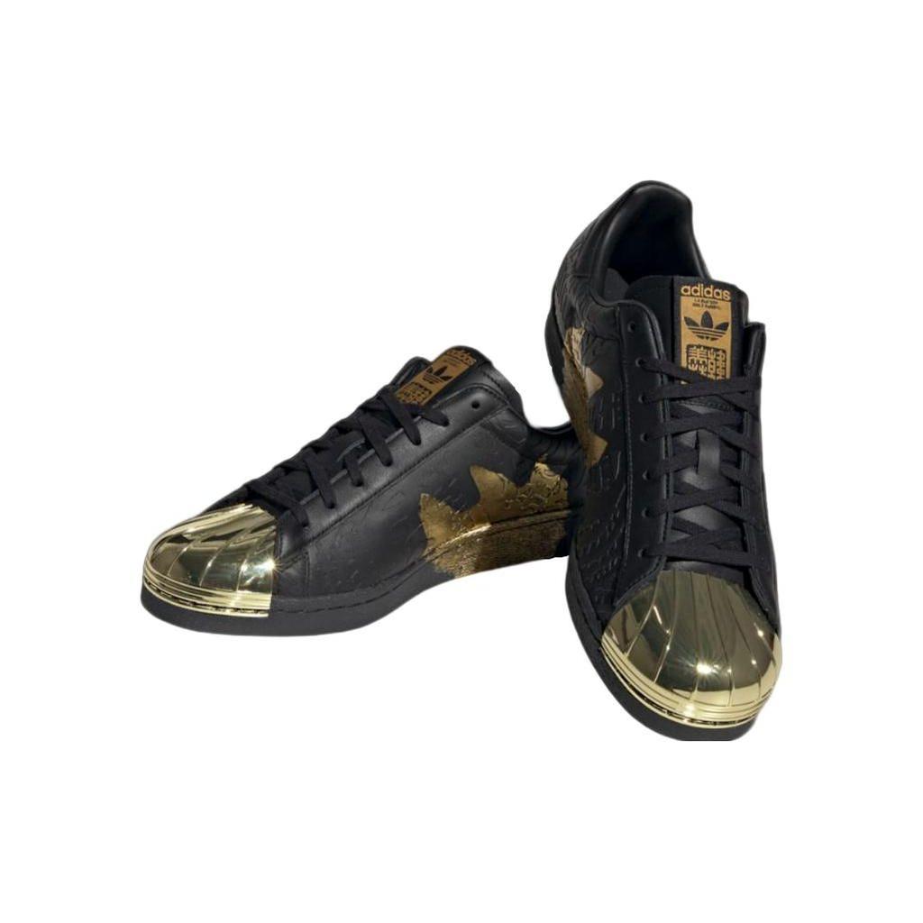 Adidas Originals Han Meilin X  Superstar 80s Yin Hu Leather Low-Top Sneakers Unisex Sneakers Black Gold ID4379