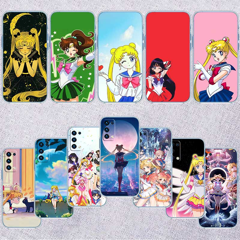 UP44 S-Sailors M-Moon Transparent Phone Case for Motorola Moto G7 G8 G9 G84 G85 G73 G24 G15 Z2 Play Power Plus