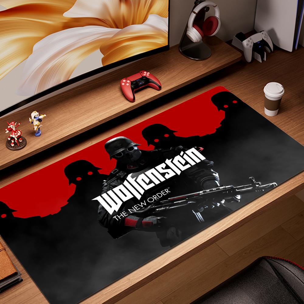 HYBXAXC Mouse Pad Wolfenstein Mousepad Large Keyboard Desk Mat Gaming Mouse Pad LockEdge Non-slip Mat Keyboard Mousepad 90x40