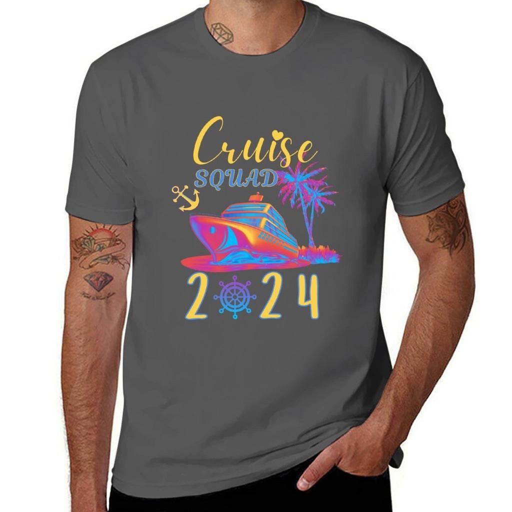 Funny Cruise Squad 2024 Tshirt Plus Size Simple Casual Top Tshirt