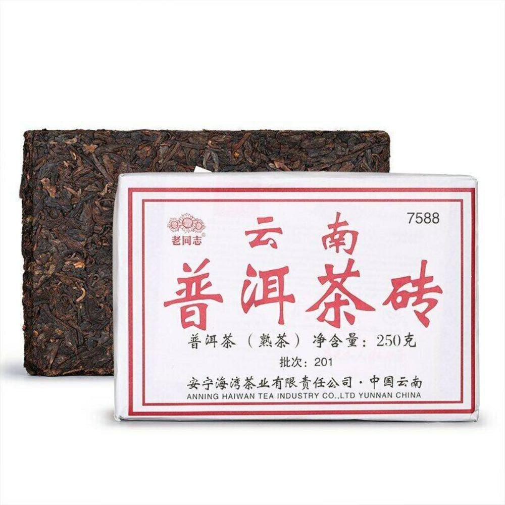 2020 Anning Haiwan Lao Tong Zhi 7588 Yunnan Pu-erh Tea Ripe Shu Puer Brick 250g