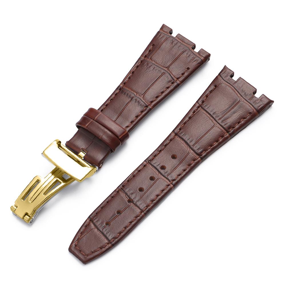 Top Layer Genuine Cowhide Watch Strap for AP Audemars 15400 15703 26320 Royal Oak Offshore Series Men27mm Black Brown Watch Band
