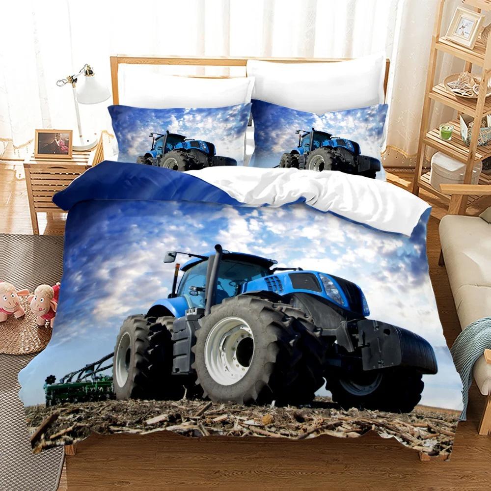 Tractor Bedding Set 3D Printing Farm Tool Cart Home Decoration Pillowcase Quilt Cover Cute Gift To Family and Friends