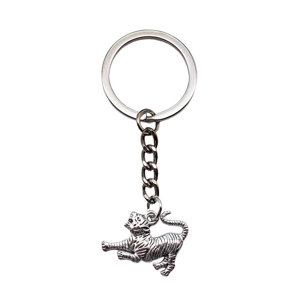 Bear Charm Tiger Keychain Wild Animal Pendants Key Ring 28mm