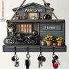 1SET wooden retro motorcycle sunflower door pendant logo mini flower room porch decoration multi-functional hanging