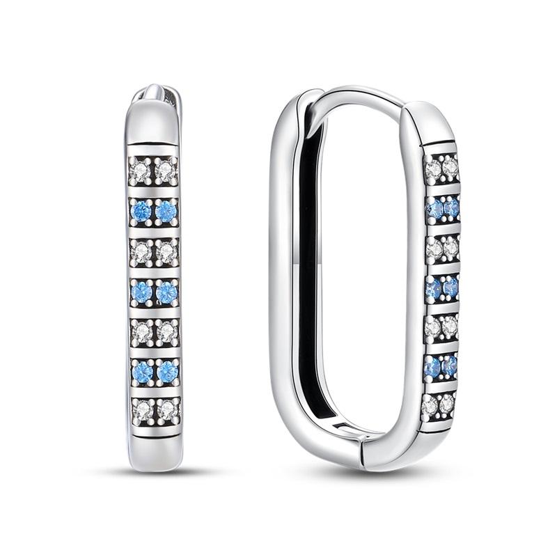 925 Silver Blue Zircon Dreamcatcher Feather Star Moon Cute Claw Hoop Earrings For Women Fine Birthday Jewelry Gifts