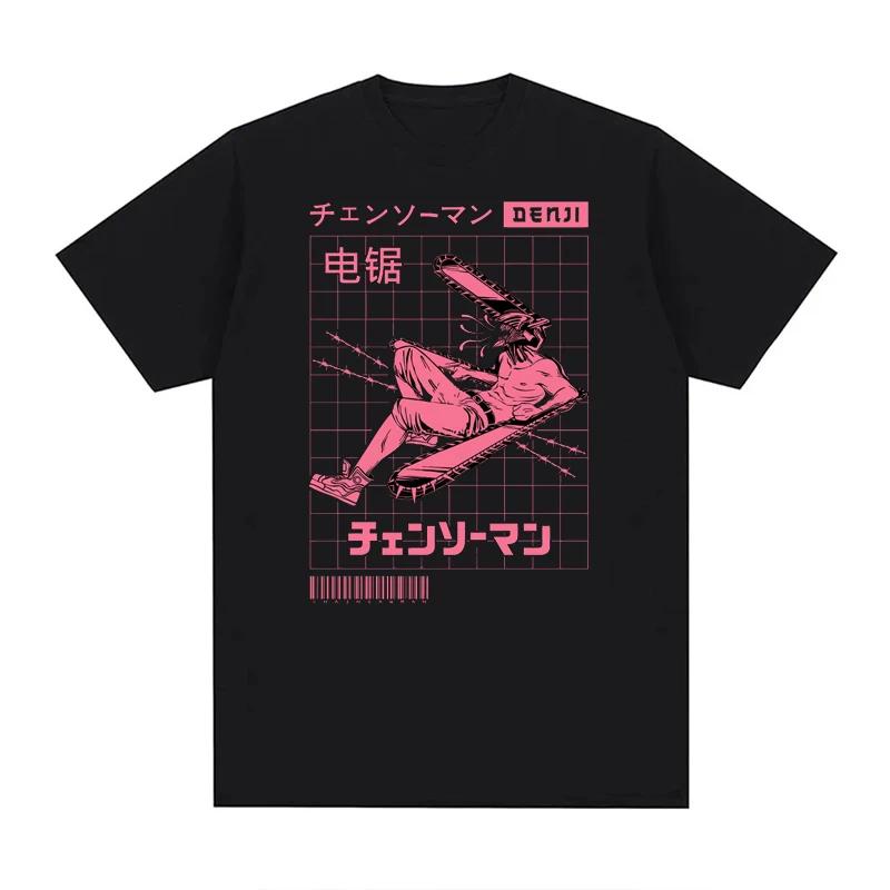 Japanische Anime Chainsaw Man T-Shirts 100% Baumwolle Unisex T-Shirts EU-Größe Manga Grafikdruck Kurzarm Harajuku Oberteile