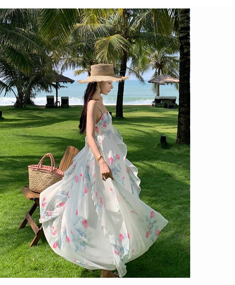 Fairy Floral Spaghetti Strap Summer Dress for Beach Vacations