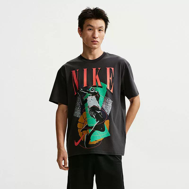 Nike Basketball Baumwolle Bedrucktes Muster Lockere Passform Kurzarm T-Shirt Herren Oberteile IH4132-010