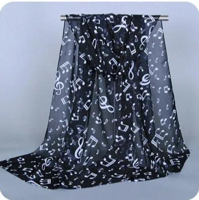 Womens Gifts Scarves Musical Note Print Ladies Soft Chiffon Scarf