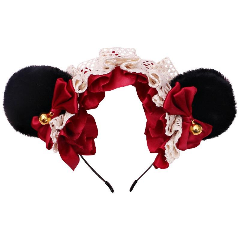 A handmade olita animal ear headband, Lolita jewelry, lace bear ear headband.