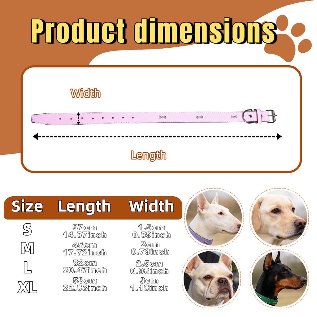 Soft PU Leather Dog Collar  Comfortable Adjustable Pet Neck Collar For Small and Medium Dogs Multi Colors LIU