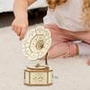 3D Wooden Puzzle Gramophone Mechanical Building Kits Brain Teaser Hand Crank Music Box