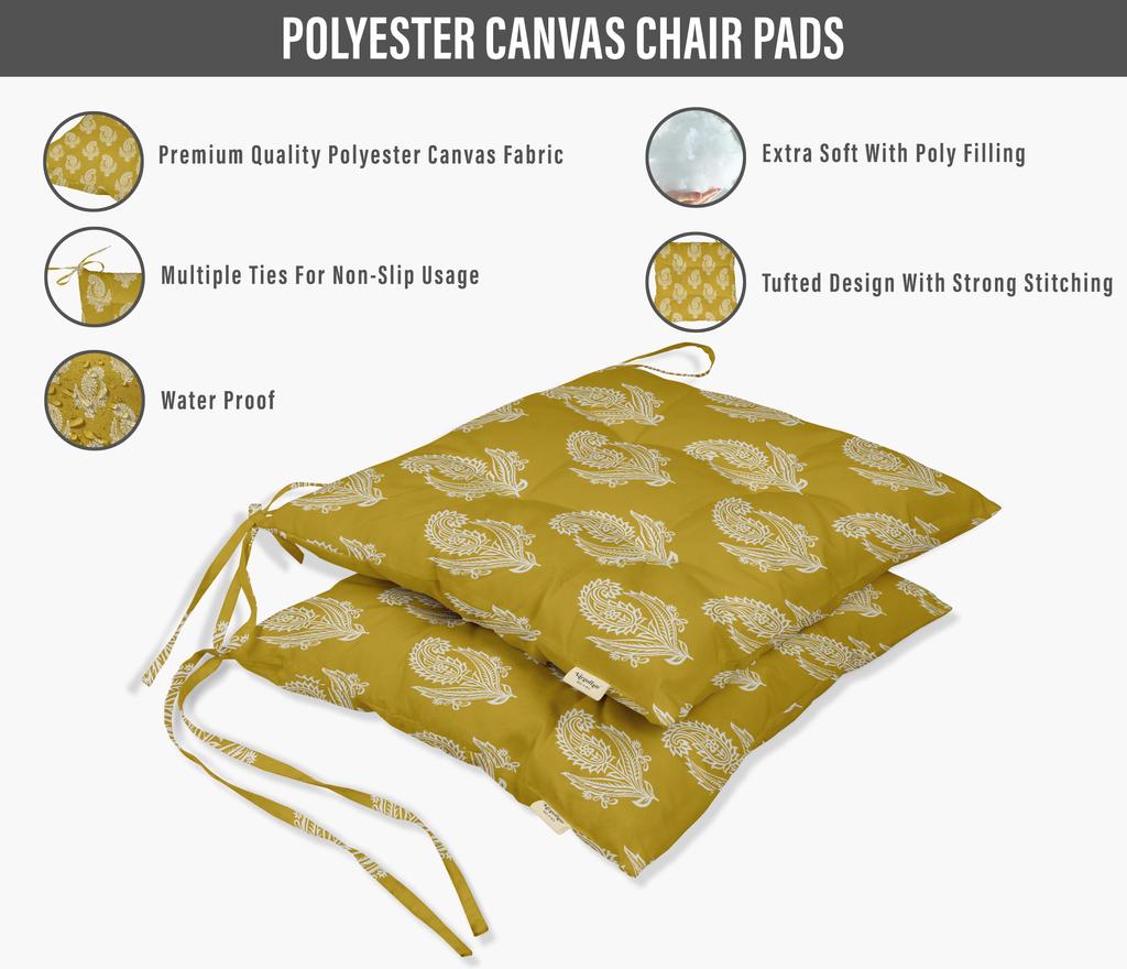 Vargottam Indoor Outdoor Tufted Printed Square Seat Patio Cushion Set Of 2 Water Resistant Patio Furniture Seat Cushion 19-inches, Brown |